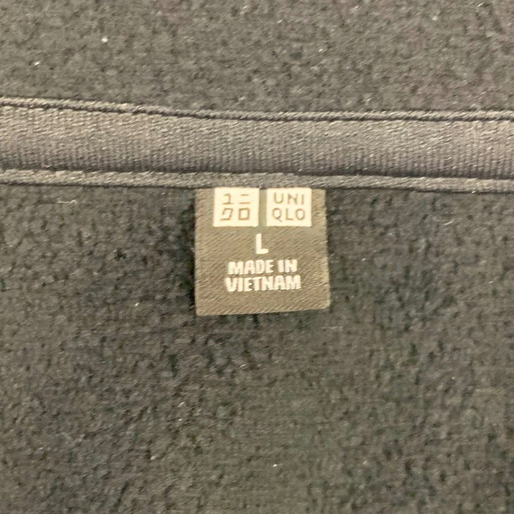 Uniqlo Mens Large Black Fleece Quarter Zip Pullover Sweater 241-449751 Recycled - Picture 5 of 10